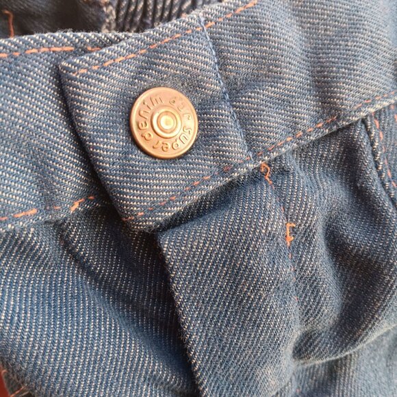 18x19 Vintage Super Denim Kids Blue Jeans 70's Flared Legs & Contrast Stitching - Picture 7 of 9